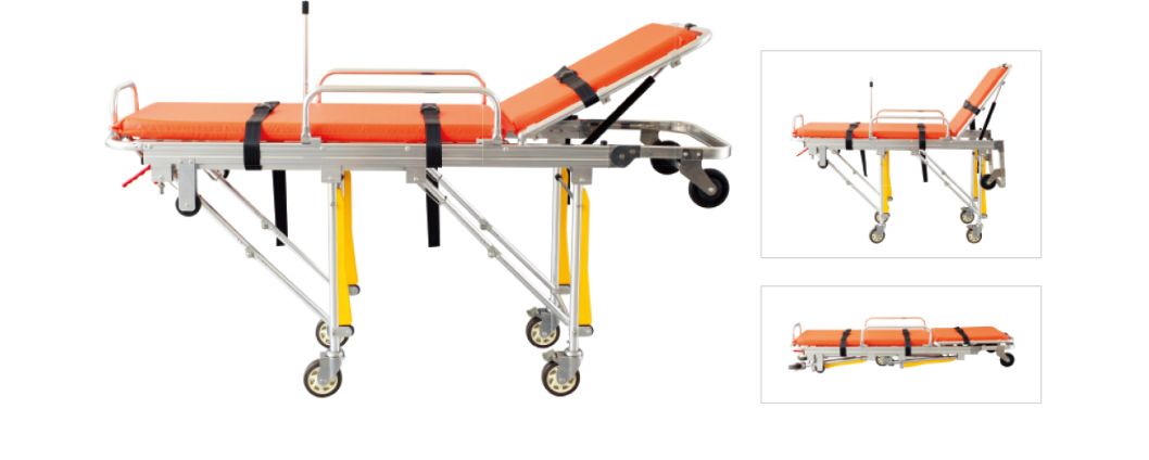 Brancard pour ambulance pliable sur roulette avec civière détachable sur roues et matelas